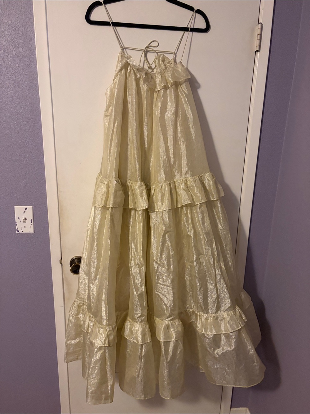 Women’s Cream Ruffle Tiered Maxi Dress